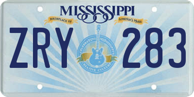MS license plate ZRY283
