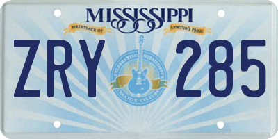 MS license plate ZRY285