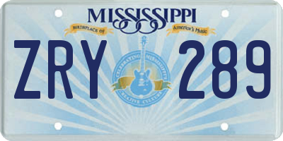 MS license plate ZRY289