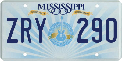 MS license plate ZRY290