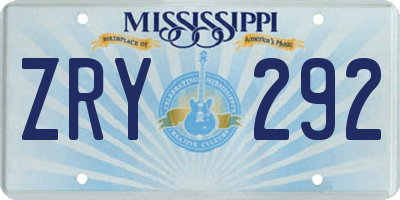 MS license plate ZRY292