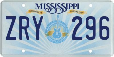 MS license plate ZRY296