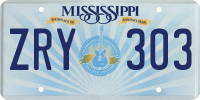 MS license plate ZRY303