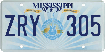 MS license plate ZRY305