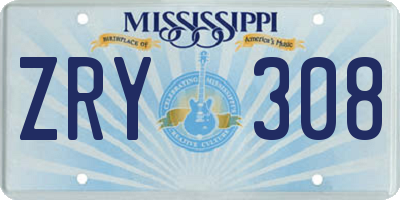 MS license plate ZRY308