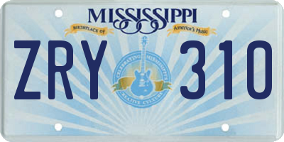 MS license plate ZRY310