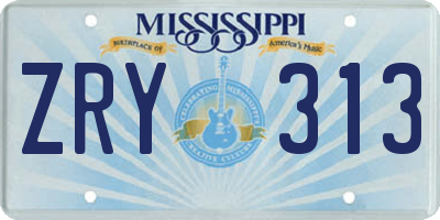 MS license plate ZRY313