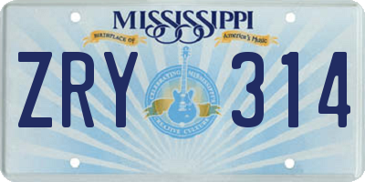 MS license plate ZRY314