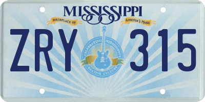 MS license plate ZRY315