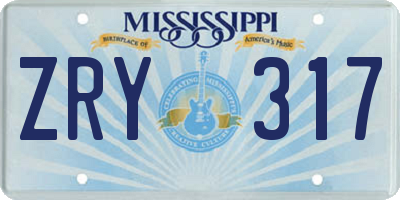 MS license plate ZRY317