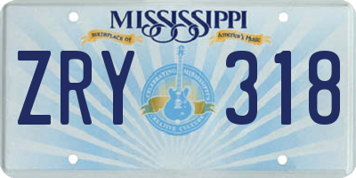 MS license plate ZRY318
