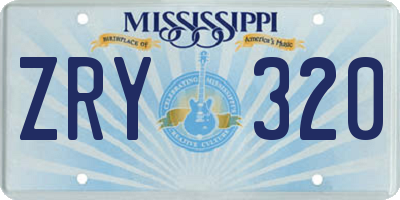 MS license plate ZRY320