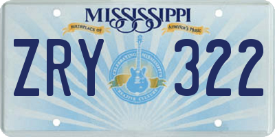 MS license plate ZRY322