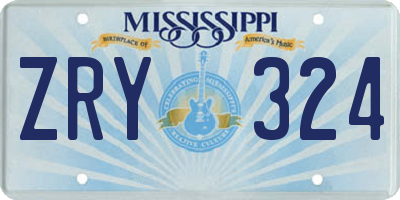 MS license plate ZRY324