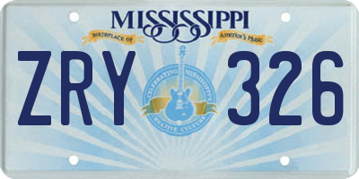 MS license plate ZRY326
