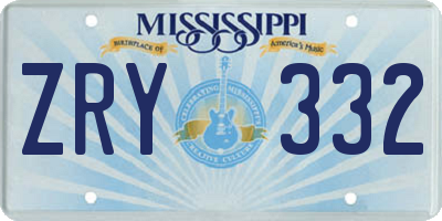 MS license plate ZRY332