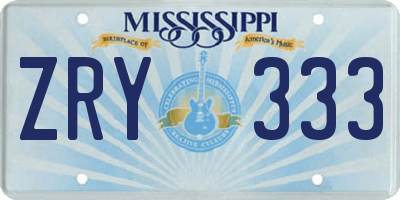 MS license plate ZRY333
