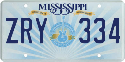 MS license plate ZRY334