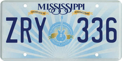 MS license plate ZRY336