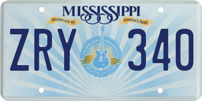 MS license plate ZRY340