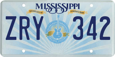 MS license plate ZRY342