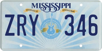 MS license plate ZRY346