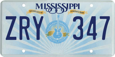 MS license plate ZRY347