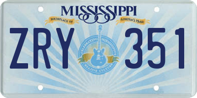 MS license plate ZRY351