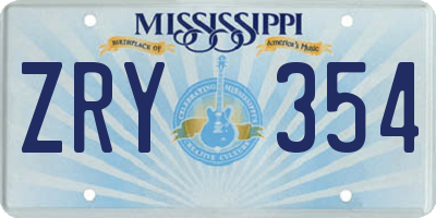 MS license plate ZRY354