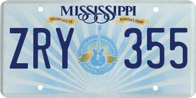 MS license plate ZRY355