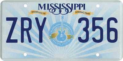 MS license plate ZRY356