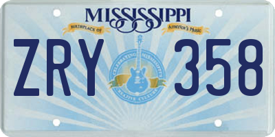 MS license plate ZRY358