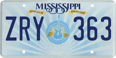 MS license plate ZRY363