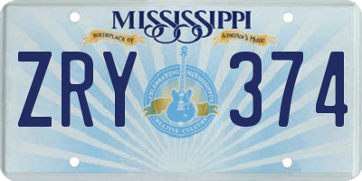 MS license plate ZRY374