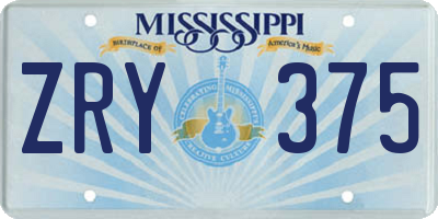 MS license plate ZRY375