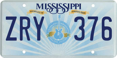 MS license plate ZRY376