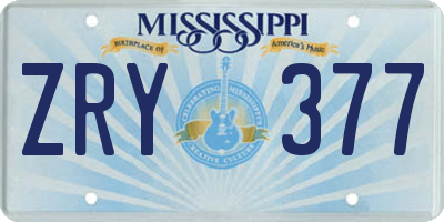 MS license plate ZRY377