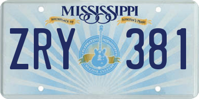 MS license plate ZRY381