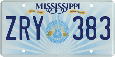 MS license plate ZRY383