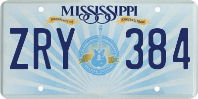 MS license plate ZRY384