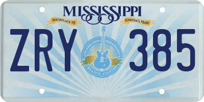 MS license plate ZRY385