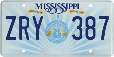 MS license plate ZRY387