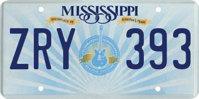 MS license plate ZRY393