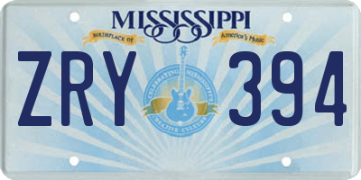 MS license plate ZRY394