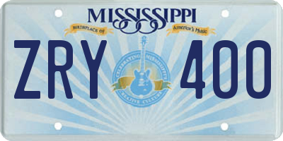 MS license plate ZRY400