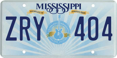 MS license plate ZRY404