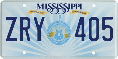 MS license plate ZRY405