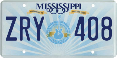 MS license plate ZRY408