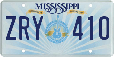 MS license plate ZRY410