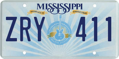 MS license plate ZRY411